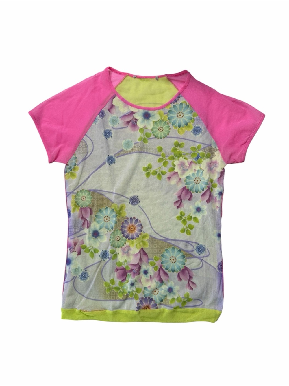 Rare Vintage Cop Copine Japanese Floral Print Baby Mesh Tee